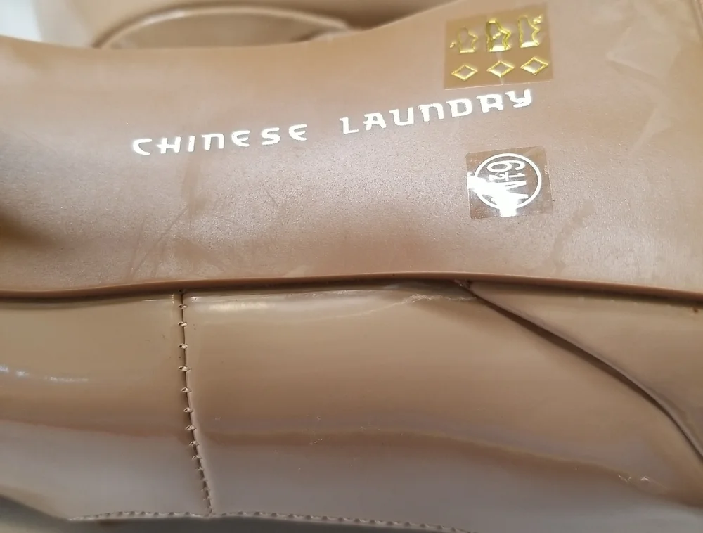 Chinese Laundry Tan Patent Leather Mary Jane Heels Size 6
